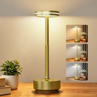 Image de Lampe de table LED sans fil, avec une batterie de 5000 mAh, en aluminium, étanche IP54, 3 températures de couleur, variateur tactile