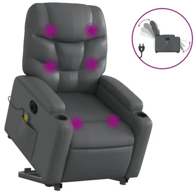 Image de Fauteuil inclinable de massage électrique gris similicuir
