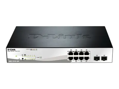 Zdjęcie produktu dla D-Link DGS-1210-10P D-Link DGS-1210-10P PoE/GE/GE/SMA/08 | 8x PoE+, PoE-Budget 78W