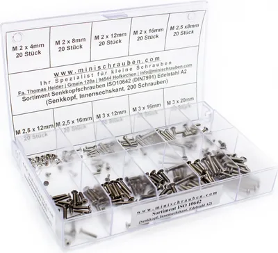 Produktbild von Sortiment Senkkopfschrauben ISO10642 (DIN7991) Edelstahl A2 (200 Schrauben)