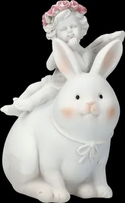 Produktbild von Engel Figur - Putte auf Hase - Osterdeko