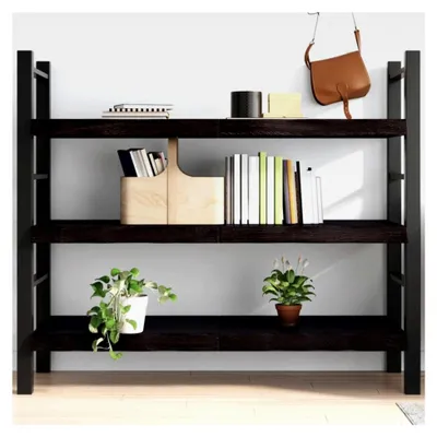 Produktbild von Wandregal Dunkelbraun, 140 x 50 x (2-6) cm, behandeltes Massivholz, Eiche