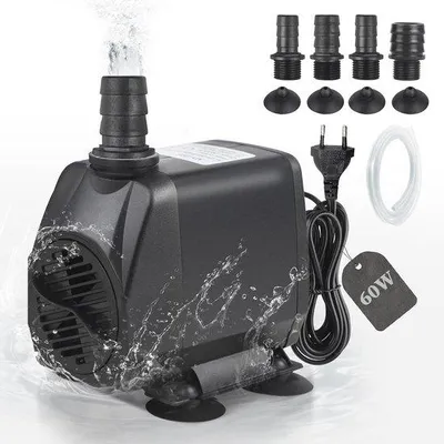 Immagine prodotto di Pompa per acquario 3500 l/h - Pompa sommersa silenziosa con cavo da 2 m e 4 spruzzatori per acquario