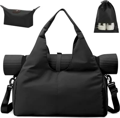 Produktbild von Sporttasche mit Schuhfach und Nassfach, wasserdicht, Yoga-Gym-Tasche, Schwarz