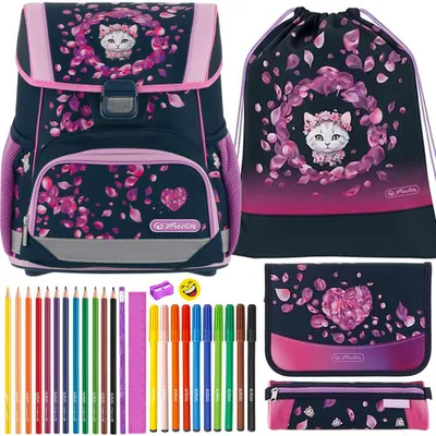 Produktbild von Herlitz Schulranzen Set Loop Plus Blossom Dance Kitty 10-teilig gefüllt