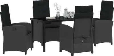 Image de Ensemble de salle à manger pour jardin 5 pcs Noir polyrotin