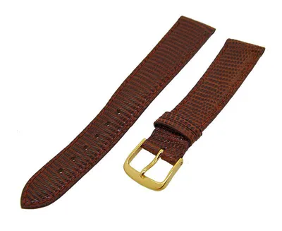 Produktbild von Uhrenarmband Leder Braun 18mm Ton in Ton Dornschließe Gold Ersatzband