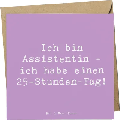Produktbild von Mr. & Mrs. Panda Klappkarte Spruch Assistentin Zauber - Lavendeltraum - Geschenk, Berufsliebe, 25 Stunden Tag, Berufsalltag, Grußkarte, Glückwunschkarte, Beruf, faltkarte