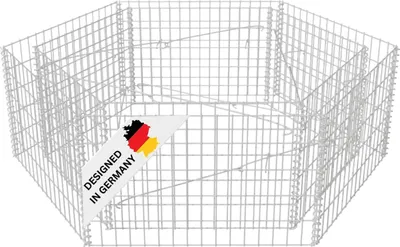 Produktbild von DELUKE® Hochbeet Gabione 6-eckig LISSA aus Stahl | 140×160×50cm | Steinkorb Gabionengitter Ziergabione Steingabione Drahtkorb befüllbar