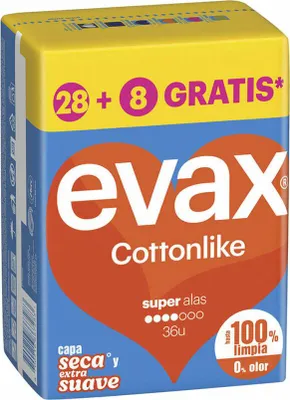 Obrázok produktu pre Evax Bavlnalike Compresas Super Alas 36 U