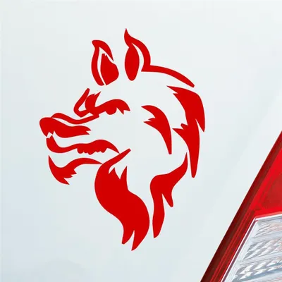 Produktbild von Auto Aufkleber Böser Wolf Hund Tier Animal Tribal Tattoo 12x9 cm Rot Sticker Heckscheibenaufkleber