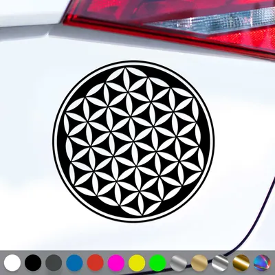 Produktbild von PantherPixel Blume des Lebens Aufkleber Yoga Mandala Lebensblume Sticker Auto Geschenkidee Farbe Schwarz