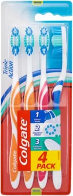 Image de Brosse à dents Colgate Triple Action, dureté moyenne, 4 pièces