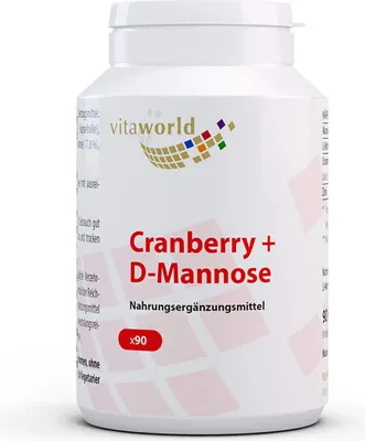 Immagine prodotto di Vitaworld Cranberry + D-Mannosio | 90 capsule | con L-metionina e zinco | 25% di proantocianidine da cranberry | vegan
