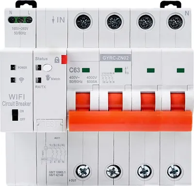 Produktbild von 4P 63A WiFi Smart-Leistungsschalter mit Über- und Unterspannungsschutz, Überlastschutz und Timer – Steuerbar via TUYA App