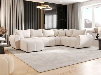 Produktbild von BEDANTE WOHNLANDSCHAFT MOLISA U PLUS Itaka 16 Rechts Beige mit Schlaffunktion L-Form Sofa mit Stauraum Bettkasten Wohnzimmersofa Couch Sofa Bettsofa Bettkasten Bettcouch