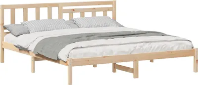 Immagine prodotto di vidaXL Struttura letto con testiera marrone 200 x 200 cm in legno di pino massiccio