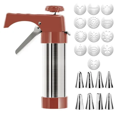 Produktbild von Kekspresse zum Backen | robuster Handstempel | Set mit Gebäckpresse und Keksstempel | für Familie, Partys und Snacks