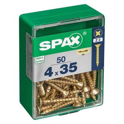 Immagine prodotto di Set di 50 viti in acciaio a testa svasata pozidriv SPAX, Diam.4 mm x L.35 mm