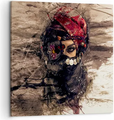 Produktbild von Bild auf Leinwand - Leinwandbild - Frau Folklore - 50x50cm - Wand Bild - Wanddeko - Wandbilder - Leinwanddruck - Bilder - Kunstdruck - Wanddekoration - Leinwand bilder - Wandkunst - AC50x50-3858