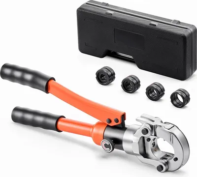 Image de SucceBuy Pince à sertir hydraulique pour tubes en plastique PEX et aluminium, outil de sertissage de tubes avec mâchoires U16, U20, U25, U32 et mallette de transport, idéal pour les travaux de plomberie et d'installation