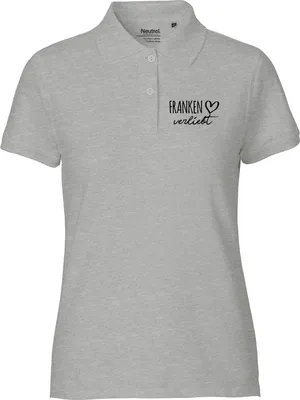 Produktbild von Huuraa Damen Polo Shirt Franken verliebt M Sport Grey Bio Baumwolle Fairtrade Poloshirt Geschenkidee