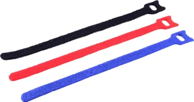 Produktbild von S/CONN 18-10002, Kabelbinder mit Klettverschluss, Velcro, Schwarz, Blau, Rot, 200 mm, 11 mm, 12 Stück(e)