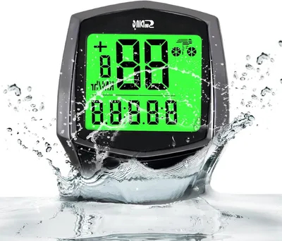 Immagine prodotto di Ciclocomputer - Misuratore di velocità - Contachilometri - Dati per bicicletta - 16 funzioni - Display da 3,61 cm - Nero