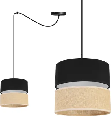 Obrázok produktu pre Light-Home Juta Spider Závesná lampa - kovová s látkovým tienidlom - E27 - pavúk s 1 plamienkom 20 cm - čierna základňa a jutová a čierna farba