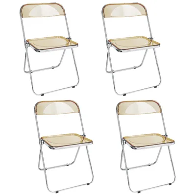 Produktbild von Klappstuhl 4er Set Lounge-Sessel Besuchersstuhl PET Transparente Bernstein
