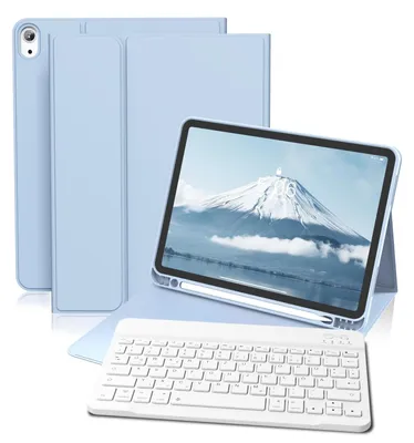 Image de Coque avec clavier pour iPad A16, 11 pouces, 10ème génération, 2025, 2022, 11 pouces. Compatibilité parfaite. Couleur : bleu clair