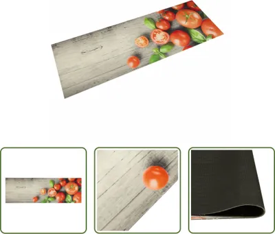 Imagen del producto de Alfombra para cocina de The Living Store, lavable, diseño de tomates, 60x180 cm, de terciopelo