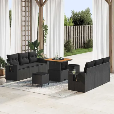 Immagine prodotto di Set divano da giardino vidaXL in polyrattan nero