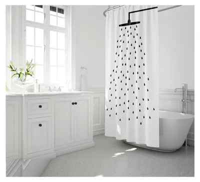 Produktbild von Wasserdichter Duschvorhang aus Stoff in Schwarz-Weiß, maschinenwaschbar, 120 x 220 cm (B x H)