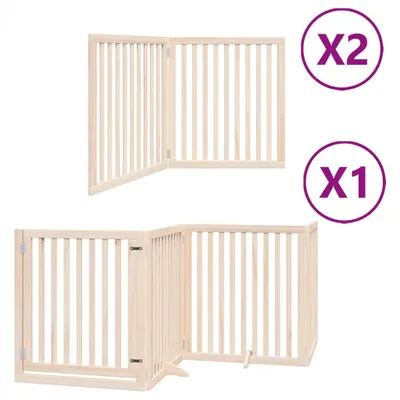 Image de Barrière pour chien porte pliable 8 panneaux bois de peuplier