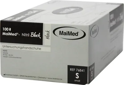 Produktbild von Maimed Black Nitril Handschuhe puderfrei schwarz 100 Stück Gr. S