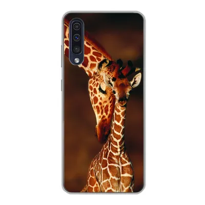 Produktbild von MuchoWow® Handyhülle Schutzhülle Hülle für Samsung Galaxy A30s Giraffe - Kalb - Porträt Silikon Softcase Handy Hülle - Karteninhaber