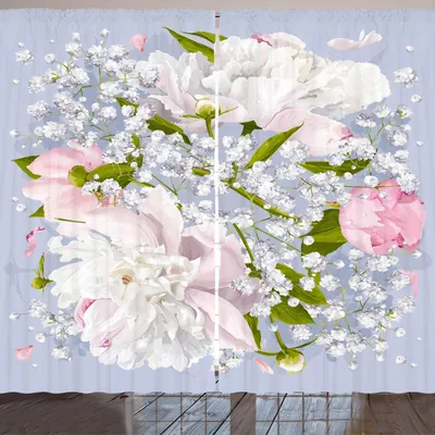 Produktbild von ARANDE Blumen Gardine, Romantischer Brautstrauß mit Pfingstrosen-Blättern und Gypsophila-Valentinsgruß-Tageshochzeit, 280 x 175 cm, Mehrfarbig