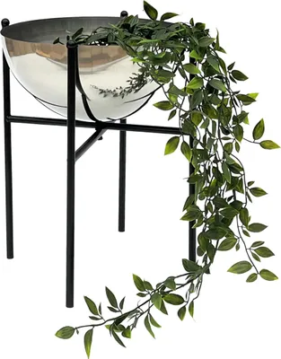 Obrázek produktu pro DanDiBo Flower Stool Metal with Pot Black Silver 35 cm Flower Stand 96257 M Flower Column Modern Plant Stand Plant Stool