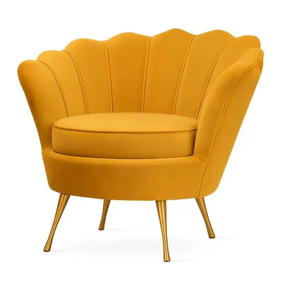 Produktbild von PAWS MÖBEL Muschel-Sessel | Bezug Samt-Stoff | Gestell Metall goldfarben/ schwarz/ chrom | B 87 x T 72 x H 81 cm | honig