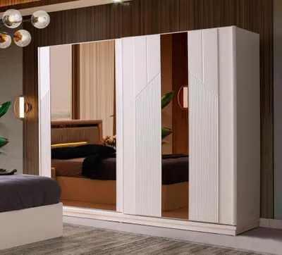Immagine prodotto di Armadio moderno di design rettangolare in oro bianco bicolore per la camera da letto