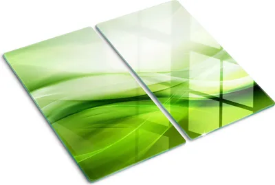 Produktbild von Tulup Glas-Herdabdeckplatte - 2x30x52cm - Glaskeramikkochfeld-Abdeckung Spritzschutz Zweiteilig Grüne Wellen