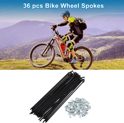 Image de Rayons De Vélo 12G Longueur De 170Mm Rayons De Roue De Vélo En Acier Au Carbone Noir 1 Ensemble