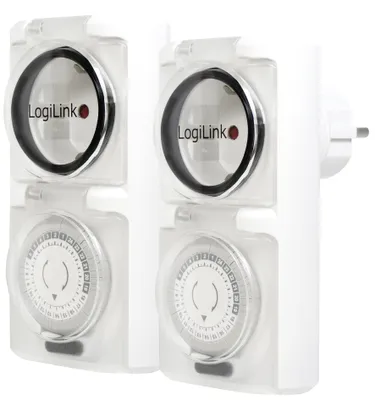 Produktbild von LogiLink Mechanische Zeitschaltuhr 2er Set IP44 weiß 2 Stück