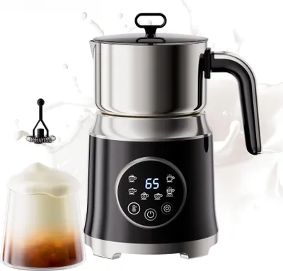 Produktbild von Zimilo Milchaufschäumer 1,2L Edelstahl, 6 Programme Digital mit LCD Display, 600W, Heiß und Kaltfunktion, abnehmbarer Behälter