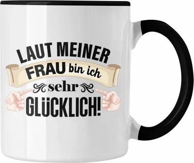 Produktbild von Trendation - Ehemann Tasse Geschenk Lustiger Spruch Ehe Glücklicher Ehemann Becher (Schwarz)