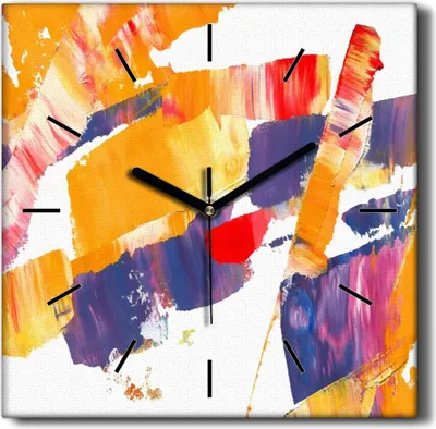 Produktbild von Coloray Hodiny Unikátní 30x30 cm  Tiché hodiny Pro obývací pokoj a kuchyň Nástěnné hodiny Plátno Černé ručičky hodin - Abstrakce barev
