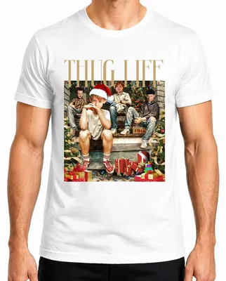 Imagen del producto de Thug Life Kevin. Solo en casa. Gangster Marv. Harry. Kate. Navidad. Camiseta para hombre, blanca, talla L