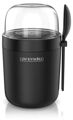 Produktbild von Arendo Müslibecher, Joghurtbecher To Go mit Löffel, Aufbewahrungsbecher 750ml, To Go, 3 getrennte Behälter, Klarsichtdeckel, auslaufsicher, spülmaschinengeeignet