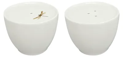 Obrázek produktu pro Porcelánová souprava sůl/pepř Vážka, zelená/hnědá